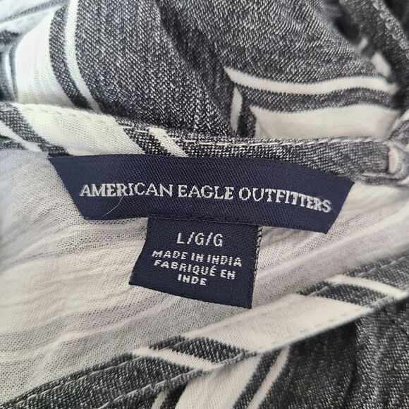 American Eagle Cold Shoulder Romper – Blue & White Stripe, Size L - Picture 10 of 10